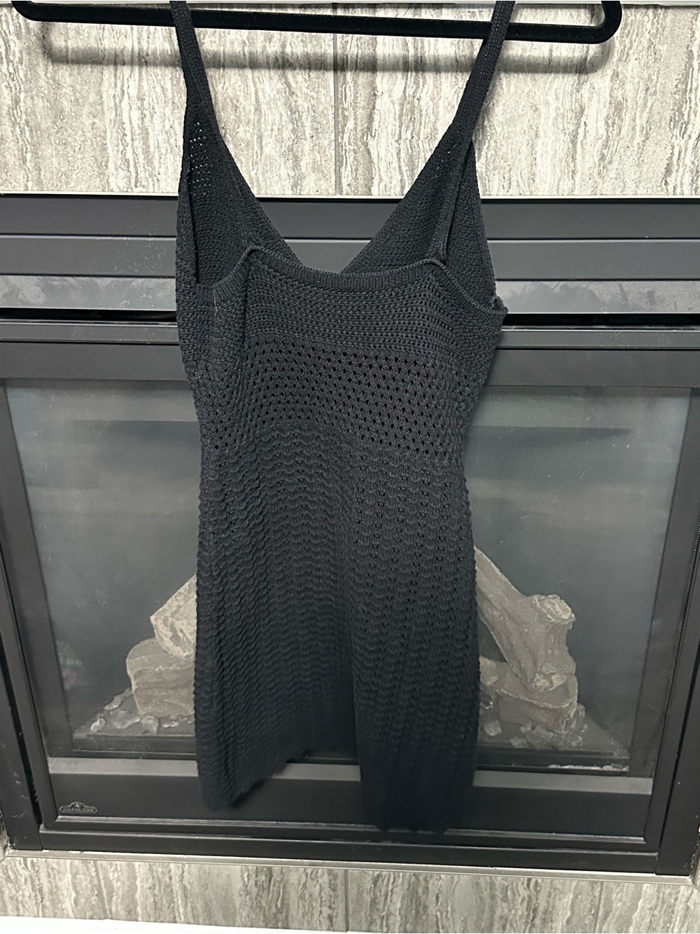 Aritzia Wilfred Black Crochet Knit Mini Dress Beach Cover Up Size L - Picture 3 of 7